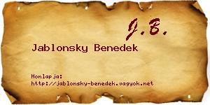 Jablonsky Benedek névjegykártya